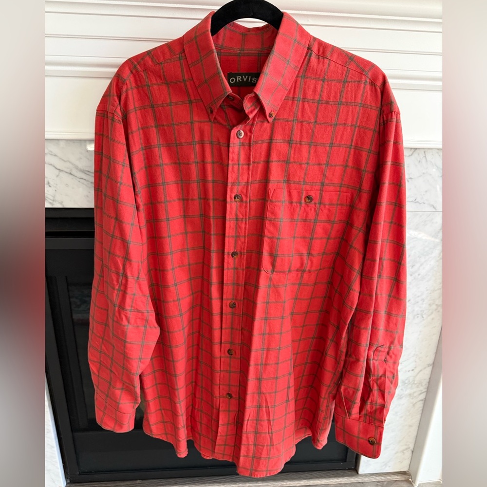 Orvis Men's Vibrant Red Checkered Shirt